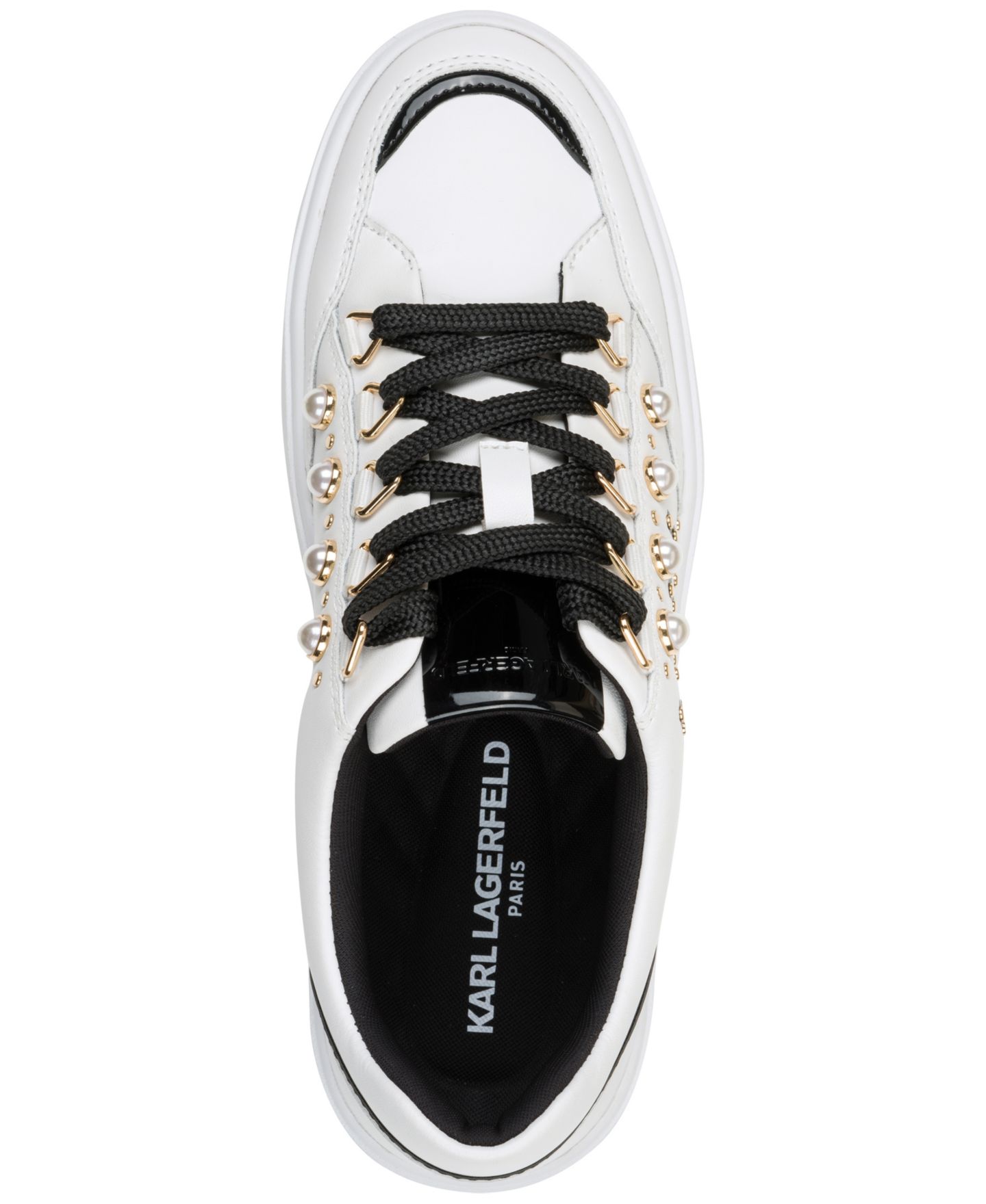 Женские кроссовки KARL LAGERFELD PARIS Stazie Lace-Up, цвет: Яркий белый / Чёрный — фото 4