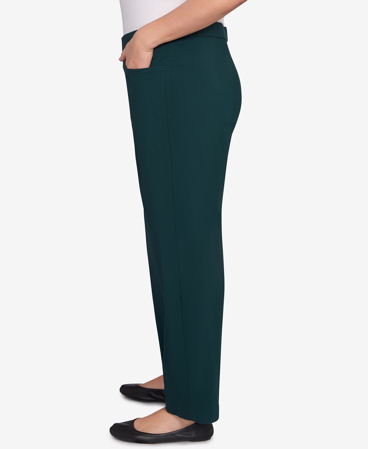 Alfred Dunner Plus Size Classic Allure Fitted Stretch Medium Length Pants In Green