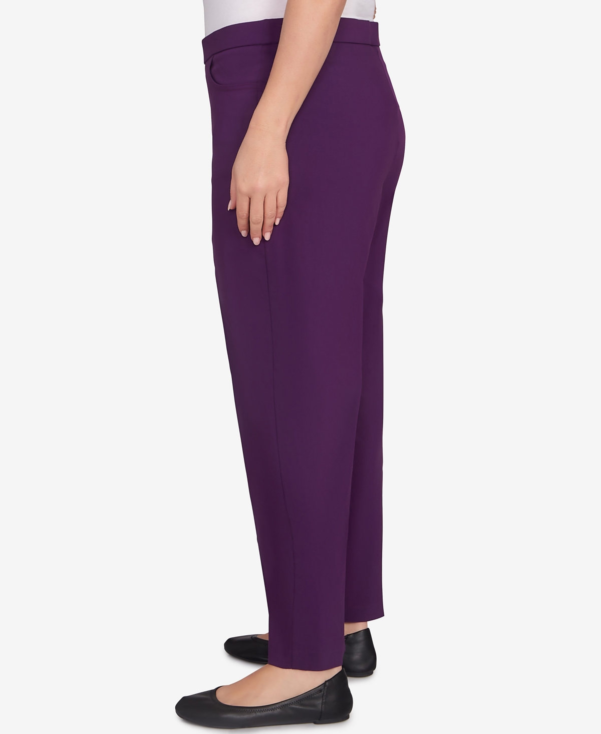 Alfred Dunner Plus Size Classic Allure Fitted Stretch Medium Length Pants In Purple