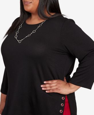 Plus Size Classic M&eacute;lange Side Button Top