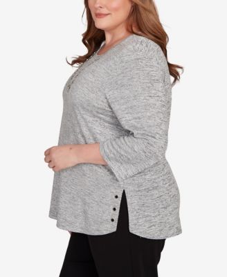 Plus Size Classic M&eacute;lange Side Button Top