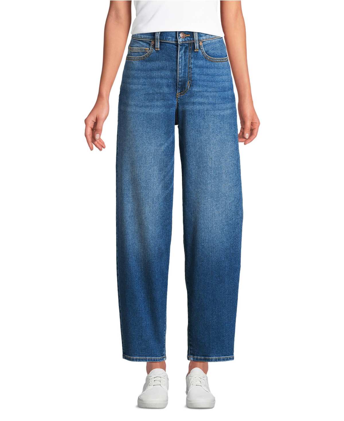 Women's Recover High Rise Barrel Leg Ankle Jeans - Indigo tide blue