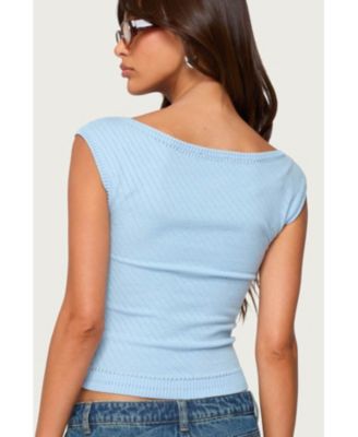 Women's Jarah Pointelle Knit Boat Neck Top