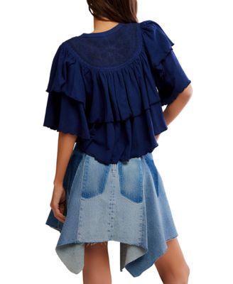 Women's Rose Party Ruffled Cotton Top