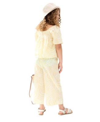 Little Girls Raffya Nia Shirred Neck Zebra Swirl Print Co-Ords Set