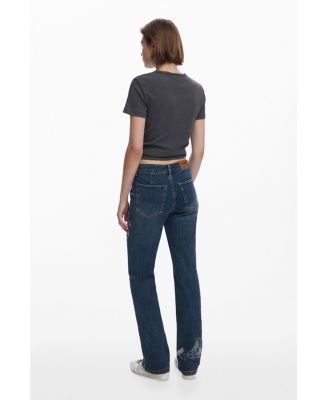 Women's Embroidered jeans with square pockets