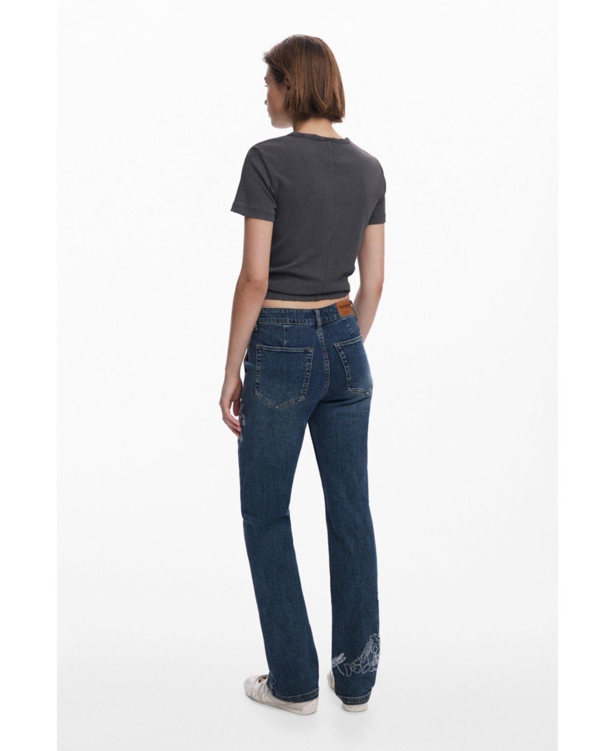 Desigual Women's Embroidered Jeans With Square Pockets In Blue