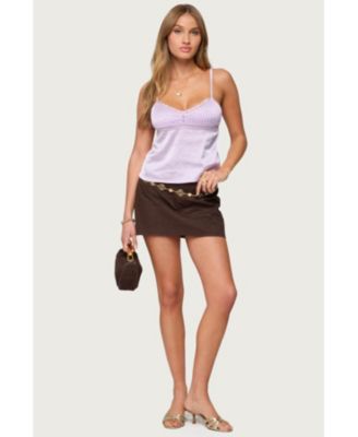 Women's Blanca Satin Effect Lace Trim Tank Top