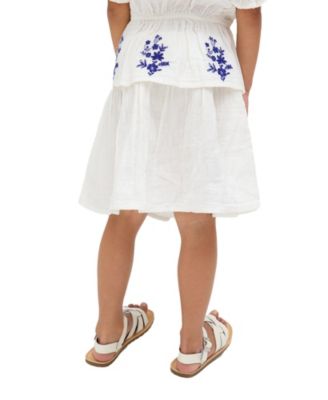 Little Girls Raffya Ally Paneled Waist Embroidered Skirt