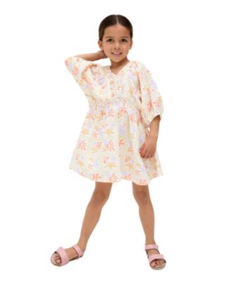 Little Girls Raffya Soipoi Ruched V-Neck Dress