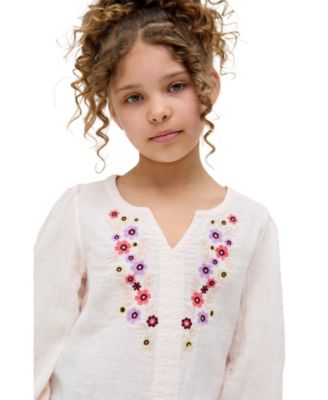 Kids Dina V-Neck Embroidered Blouse