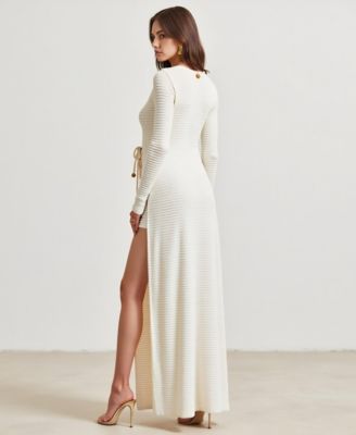 Women's Ribbed Knit Longline Cardigan and Shorts Set