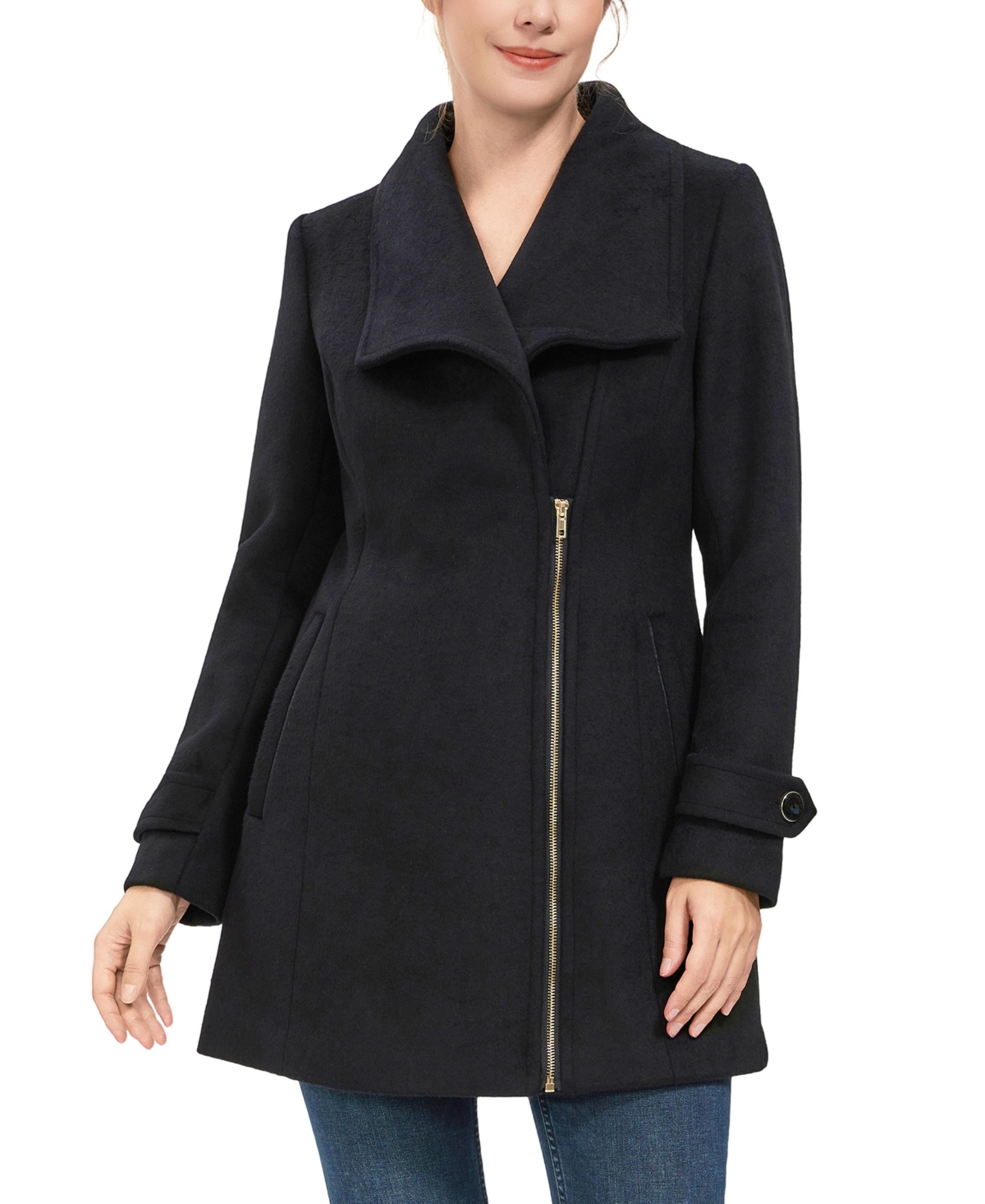 Kimi + Kai Women's Kinsley Wool Blend Zip Front Walking Coat