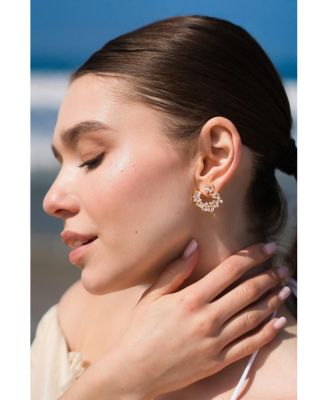 Crescent Baguette Cubic Zirconia Stud Earrings