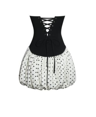 Women's Dahliana Polka Dot Bubble Hem Corset Mini Dress