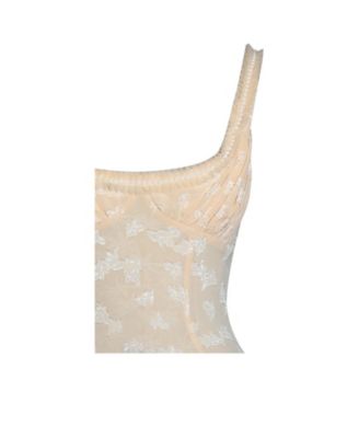 Women's Ulissa Orange Square Neck Jacquard Textured High Slit Maxi Dress