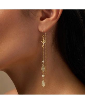 Renewed Purpose Lotus Aquamarine Drop Earrings