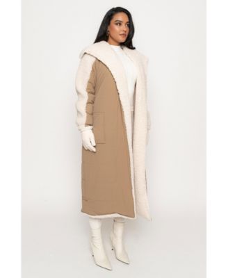Women's Contrast Sherpa Coat