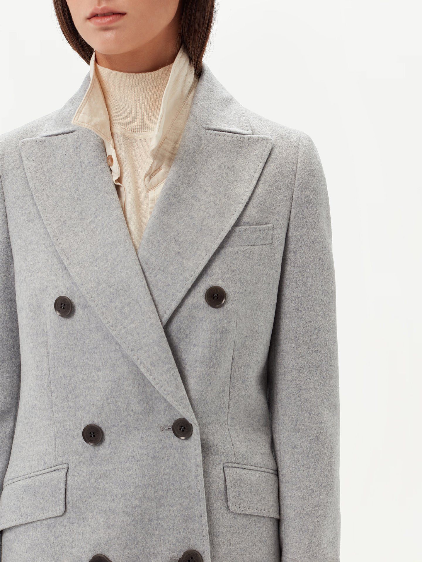 Женское пальто Gobi Cashmere Cashmere Peak Lapel Long, цвет: Серый угольный — фото 6