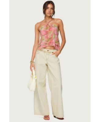 Women's Dragon Lily Layered Chiffon Halter Top