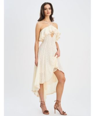 Women's Idra Lace Trim Sleeveless Crochet Midi Trailing Dress