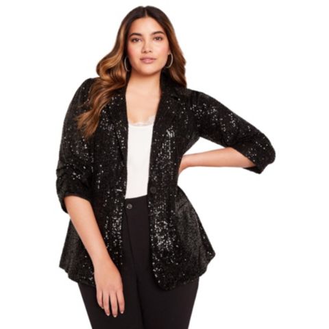 Женский пиджак June & Vie Sequin Blazer, цвет: Чёрный
