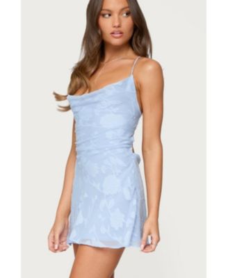 Women's Velvet Embroidered Backless Mini Dress