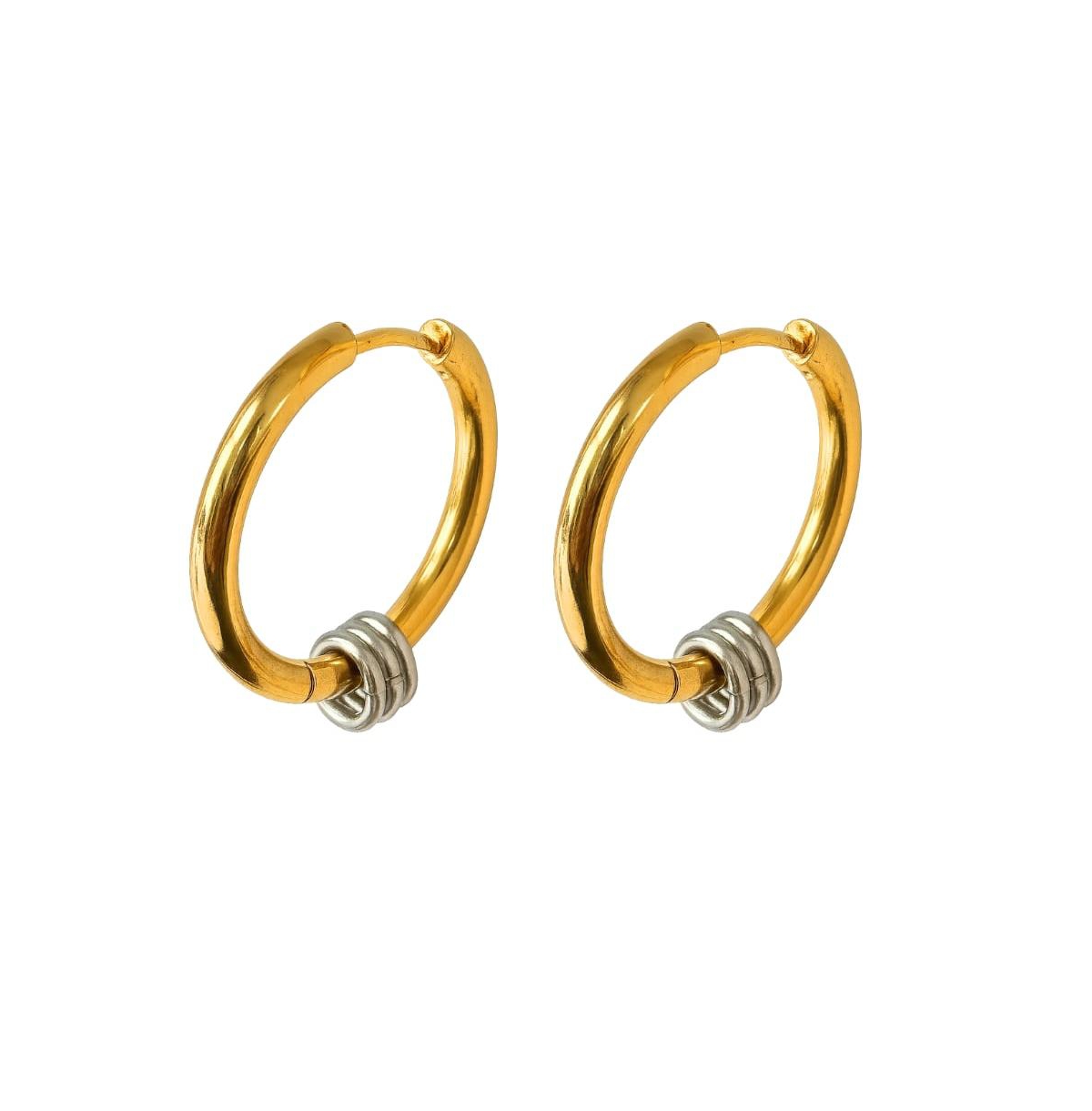 Signature Style Mixed Metal Two-Tone Earrings - Gold