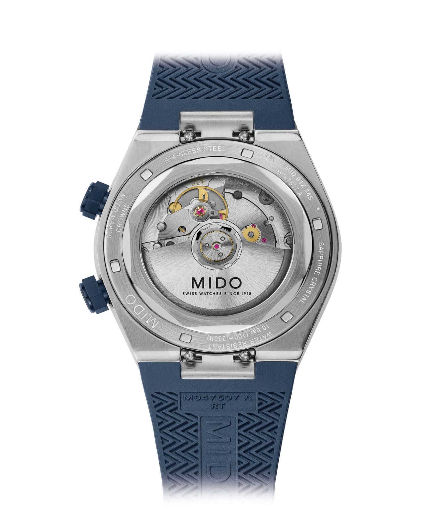 Часы Mido Unisex Multifort 8 Blue Rubber Swiss Automatic, 40mm — фото 2