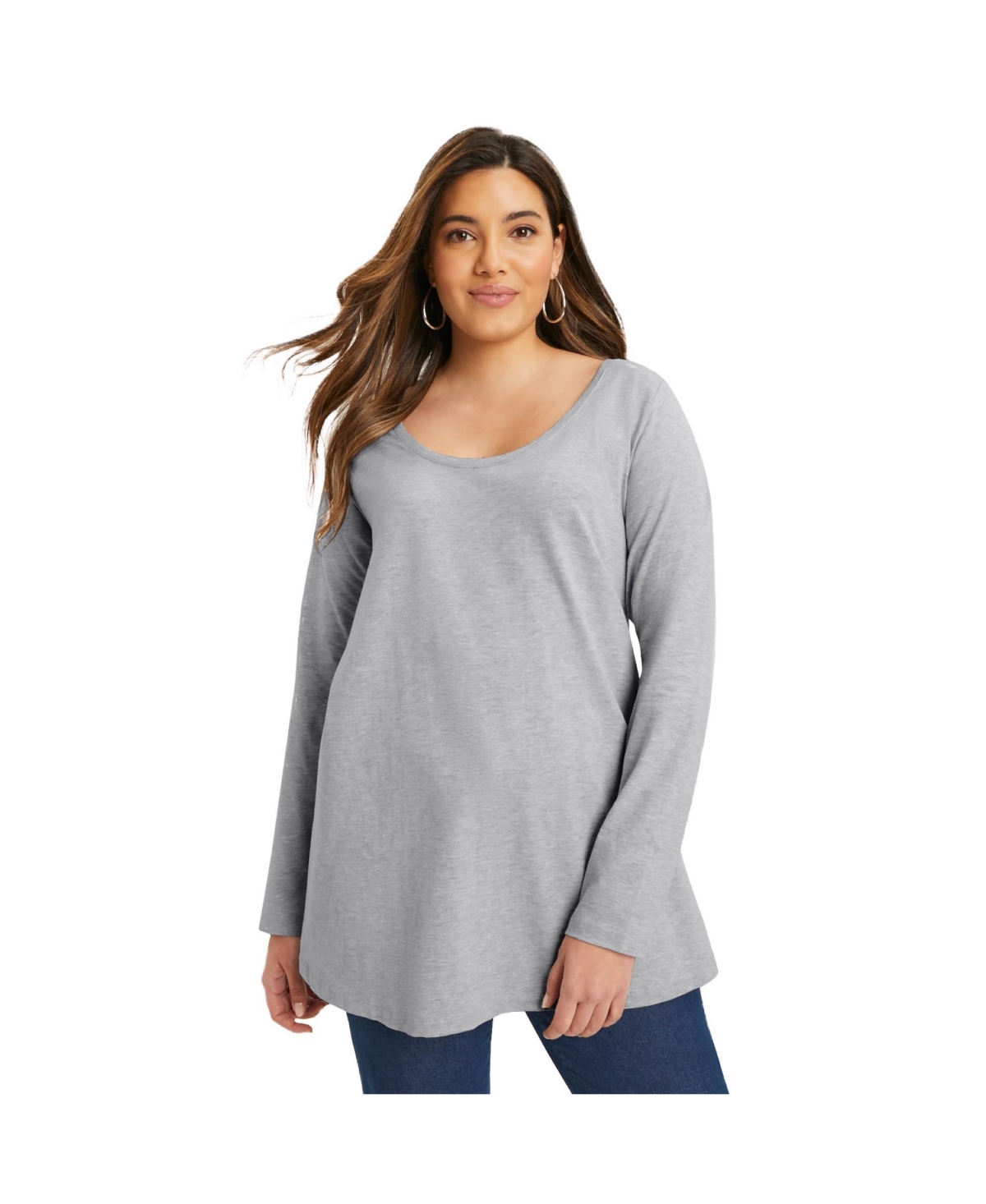 Women's June + Vie Long-Sleeve Swing One + Only Tee - Heather grey