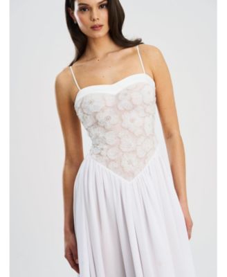 Women's Ucille White Embroidered Chiffon Maxi Dress