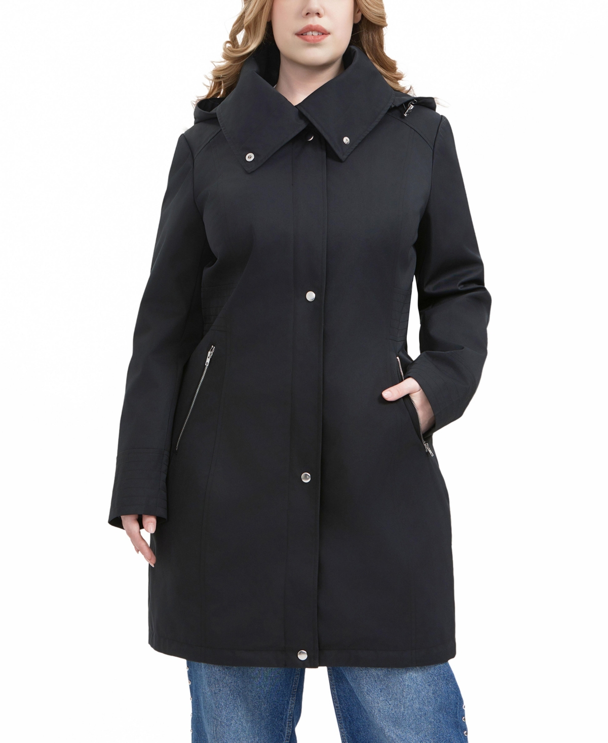 Women's Plus Size Camila Water Resistant Hooded Anorak Coat - Black