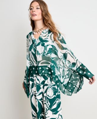 On 34th - Women's Button-Front Poncho Blouse