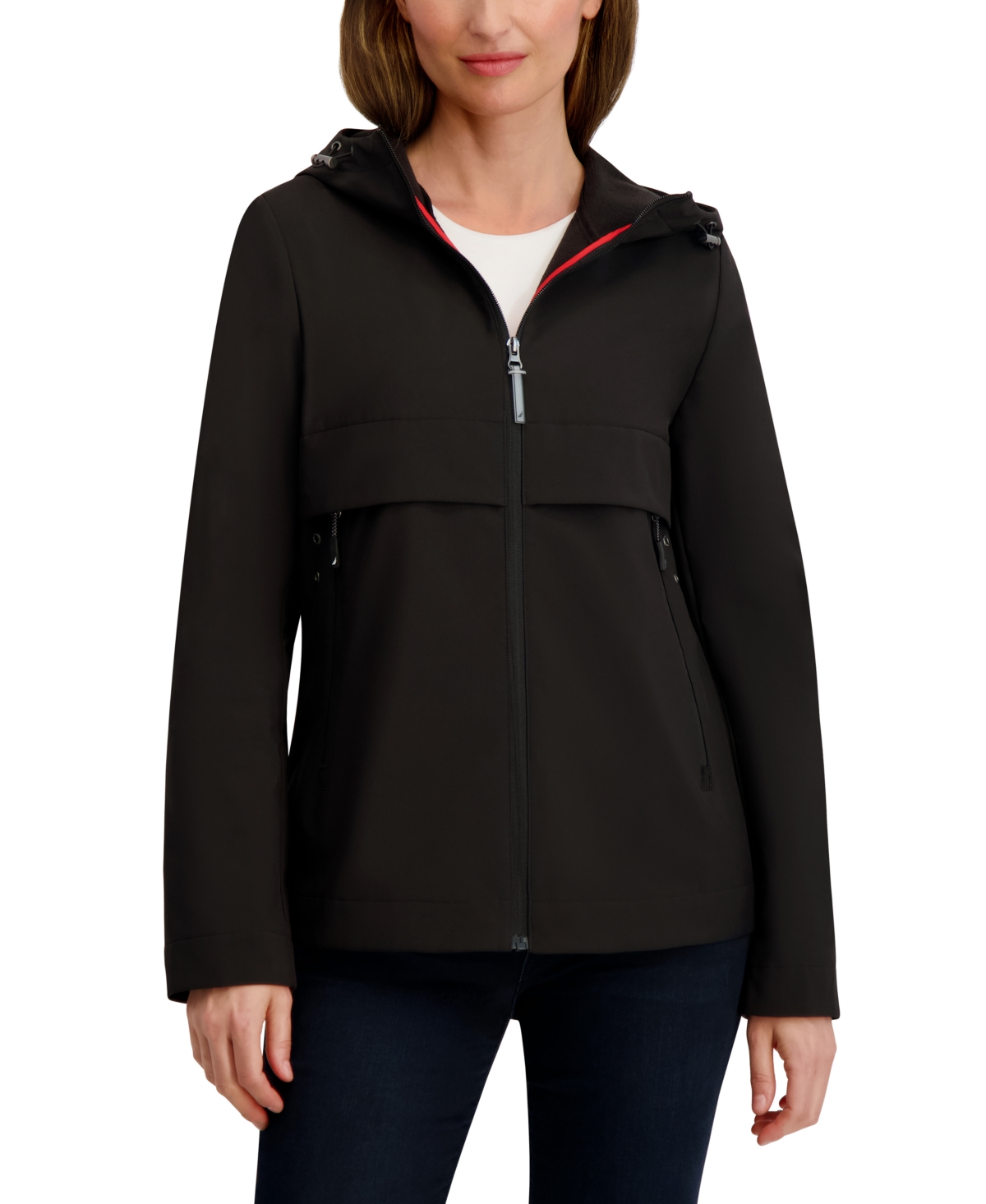 Nautica Women's Hooded Softshell Coat In Black