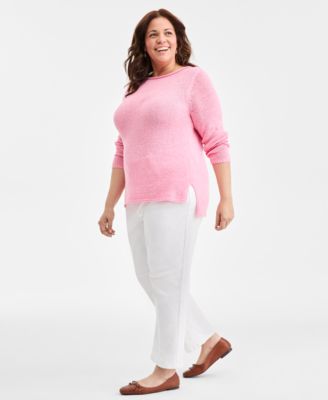 Plus Size Boat-Neck Tape Yarn Sweater, Macy's Exclusive