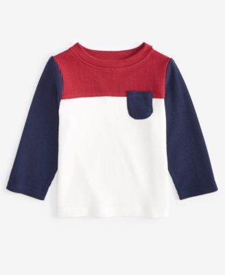First Impressions - Baby Boys Long-Sleeve Waffle Colorblocked T-Shirt