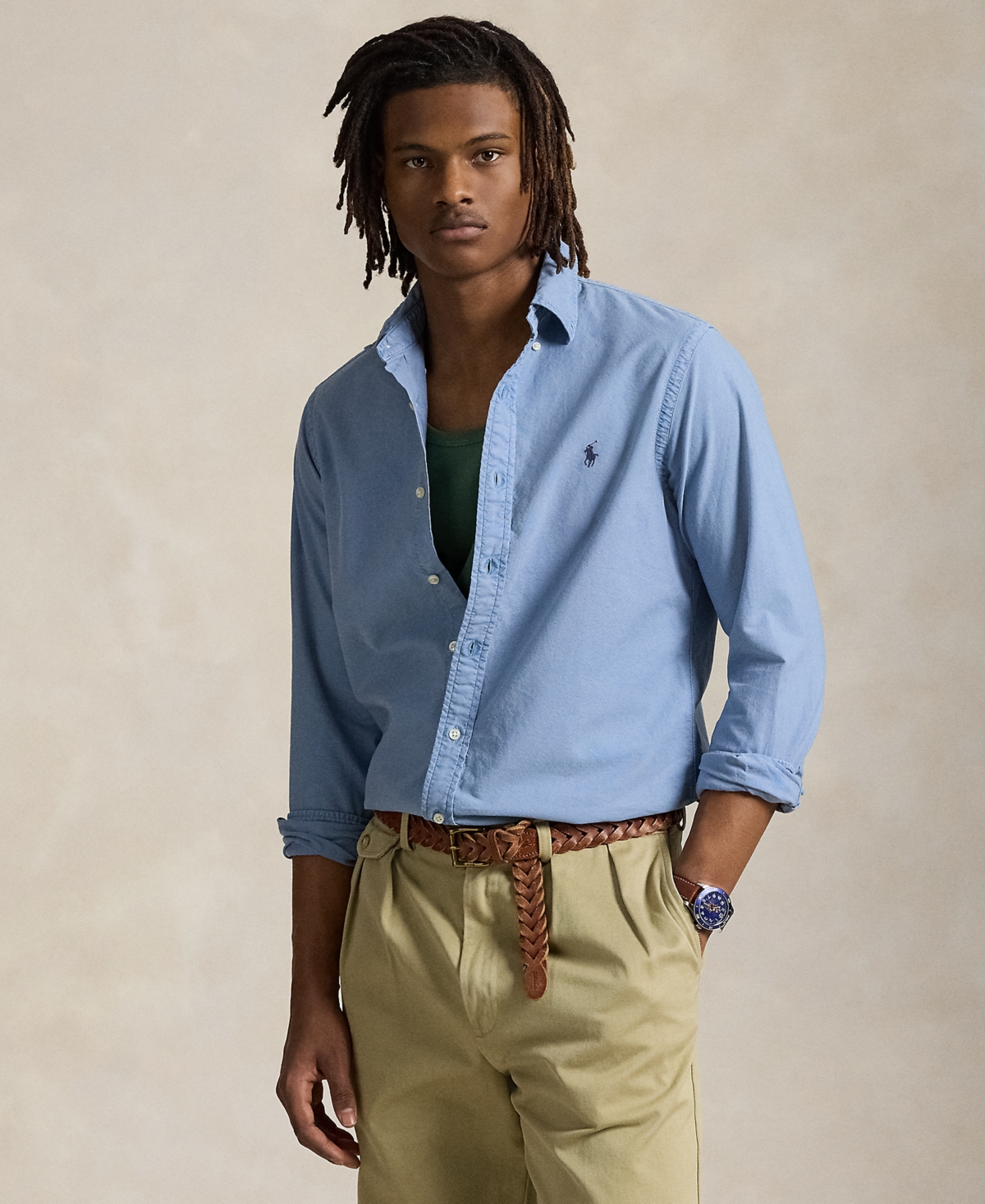 Polo Ralph Lauren Men's Garment-Dyed Oxford Shirt - Channel Blue