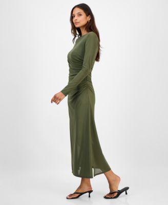 Women's Low-Back Ruched Mesh Midi Dress, Macy's Exclusive