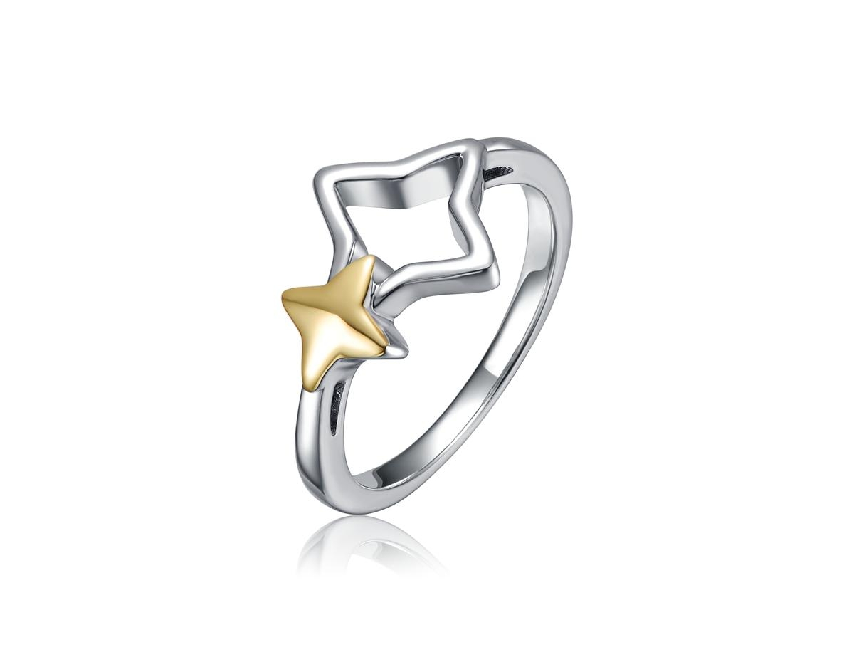 Two-Tone with Open Star Statement Ring - Two-toned