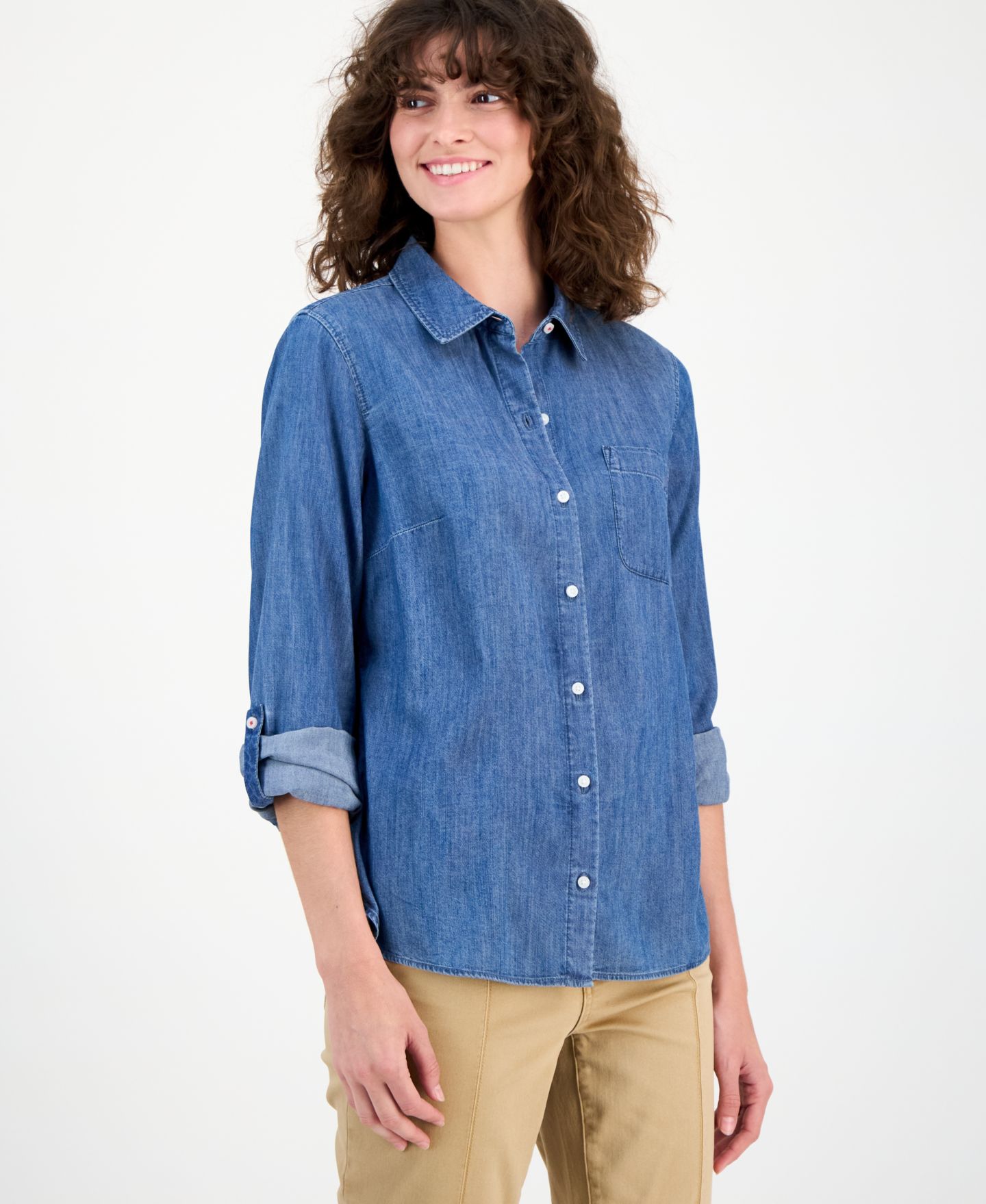 Женская рубашка Nautica Chambray Utility, цвет: Лазурный — фото 1