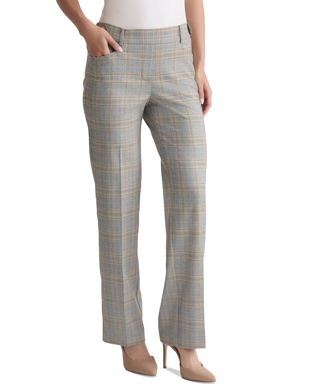 Jones New York Petite Glen Plaid Pull-on Pants In Multi