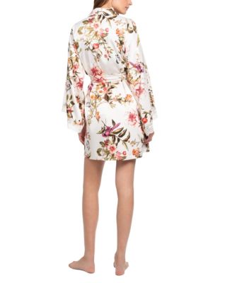 Women's Garden Flight Satin Floral Wrap Robe
