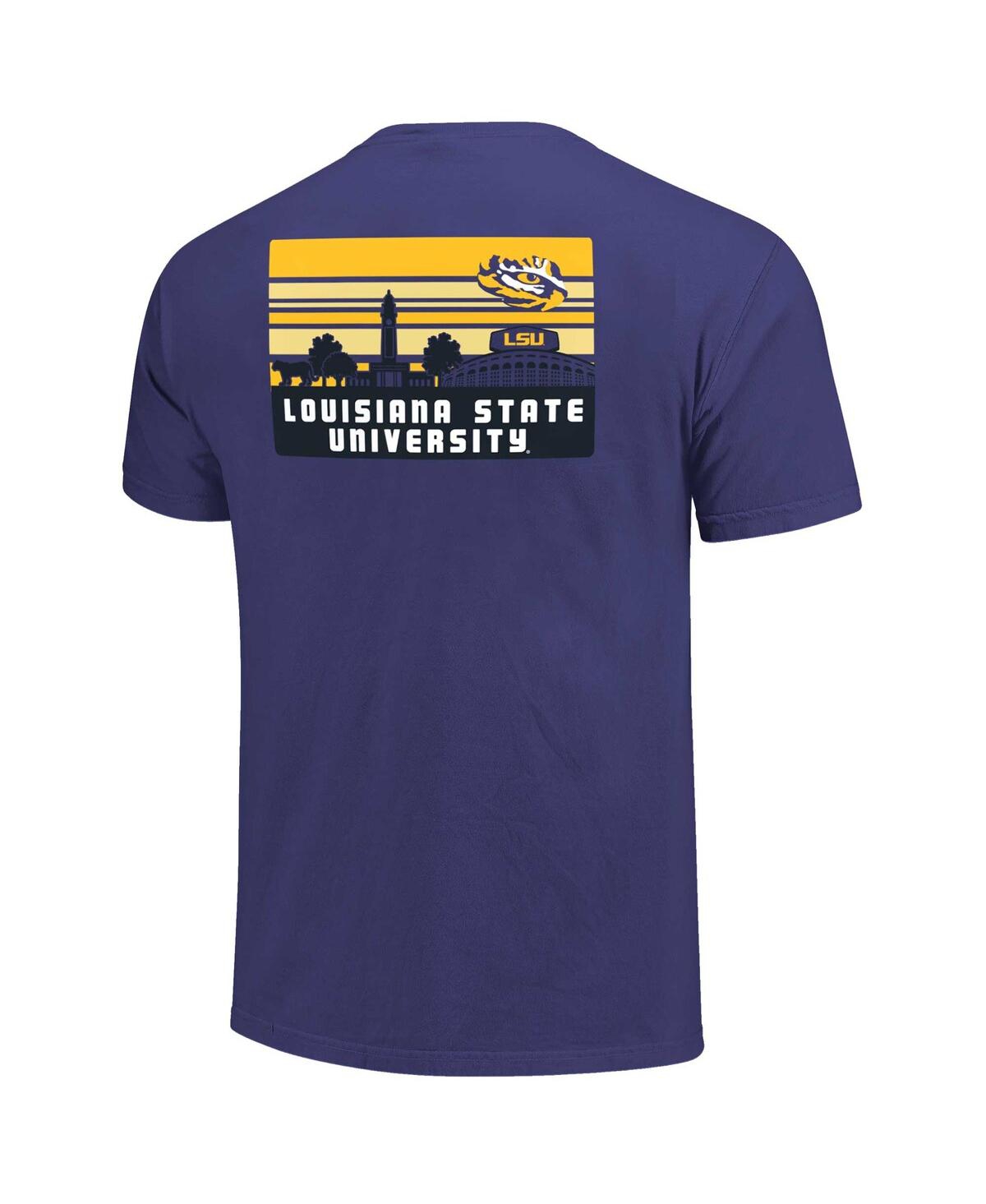 Image One Purple Lsu Tigers Striped Campus Skyline T-shirt In Purple