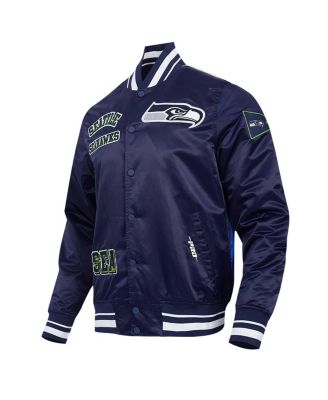 Men's College Navy Seattle Seahawks Sublimated Satin Full-Snap Jacket