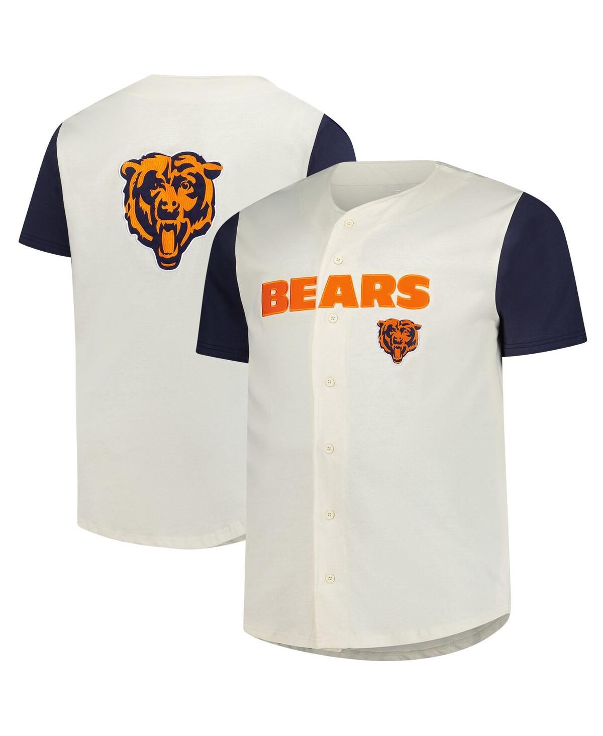 Fanatics Men's Cream Chicago Bears Full-Button Short Sleeve T-Shirt - Cream
