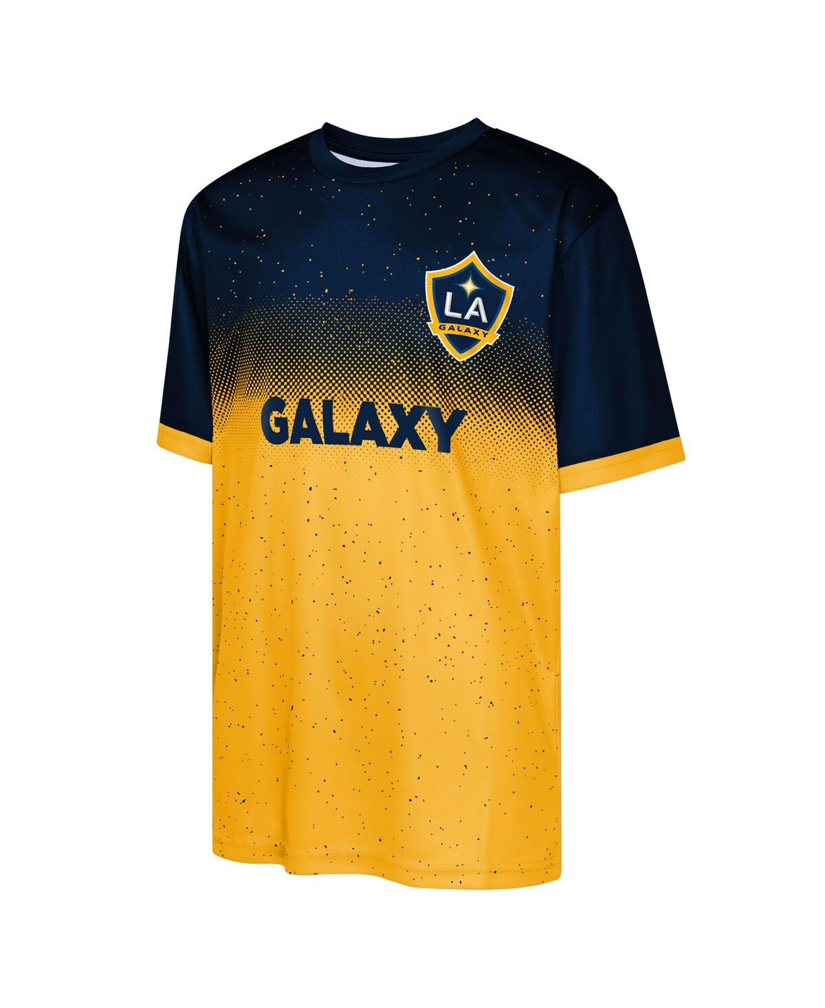 Outerstuff Big Boys And Girls Navy La Galaxy Stalwart Defender T-shirt In Yellow