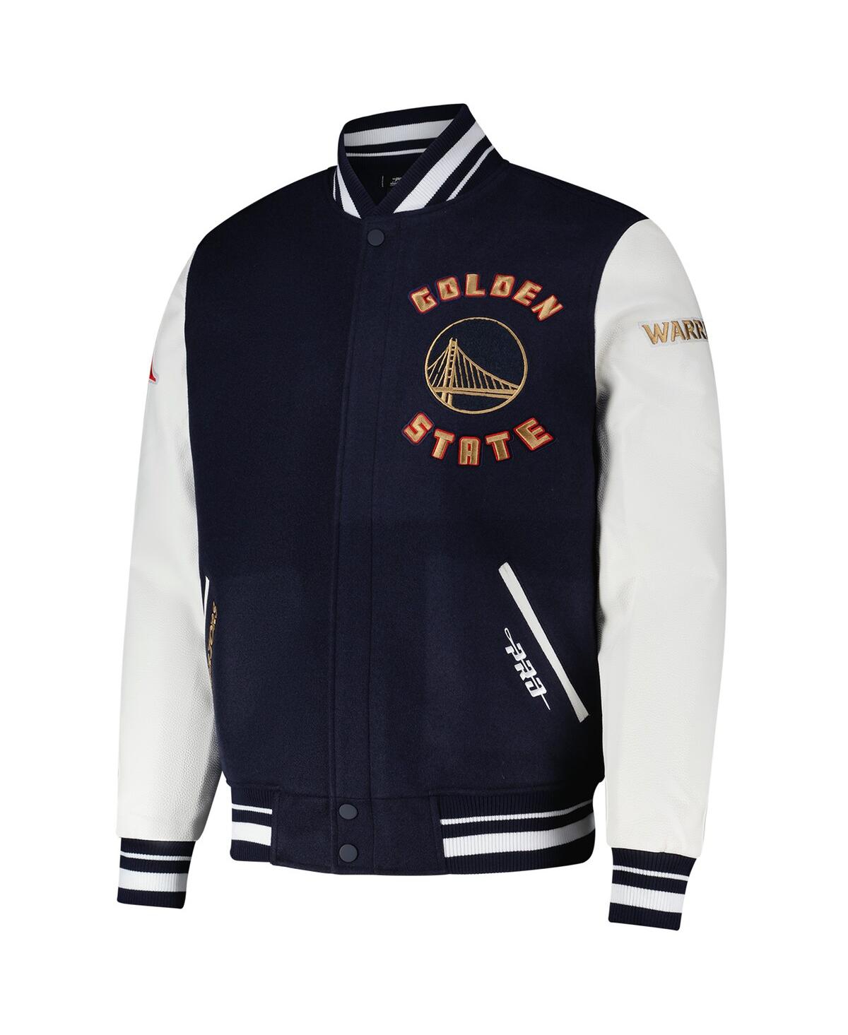 Pro Standard Men'sâ Navy Golden State Warriors 2024/25 City Edition Wool Varsity Full-zip Jacket In Blue