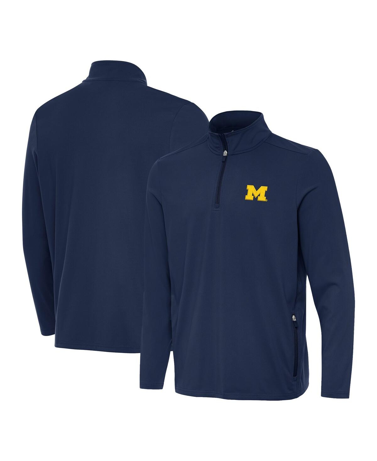 Men's Navy Michigan Wolverines Perilous Quarter-Zip Pullover T-Shirt - Navy