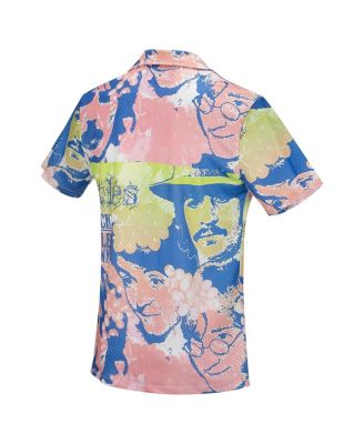 Men's Pink the Beatles Portrait Mesh Button-Down Shirt