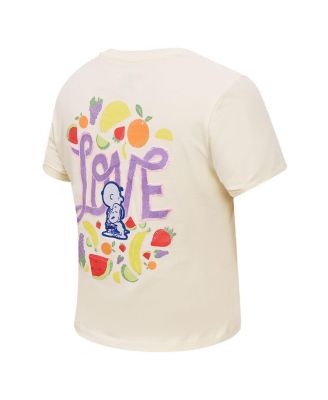 Women's Cream Peanuts Sweet Love Baby Doll Cropped T-Shirt